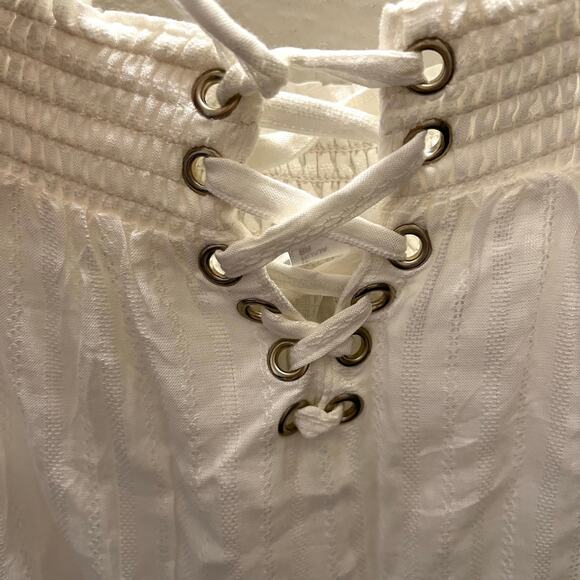 LASCANA Venus Off Shoulder Lace Up Peasant Blouse Ivory Boho Cottagecore S - Picture 5 of 6